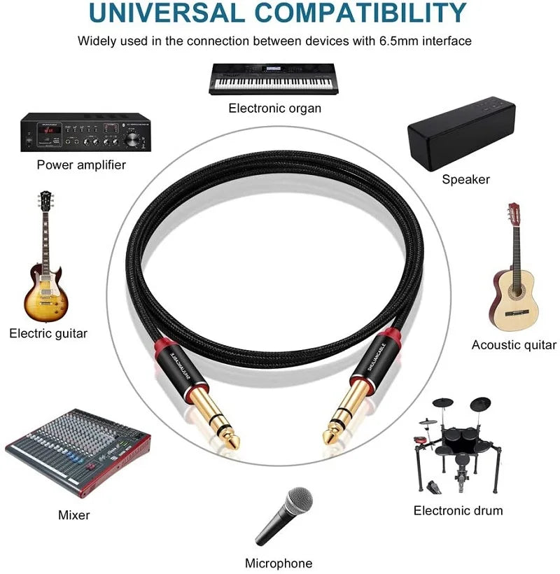 Lungfish Guitar Instrument Cable, 6.35Mm Trs Stereo Audio Male To
