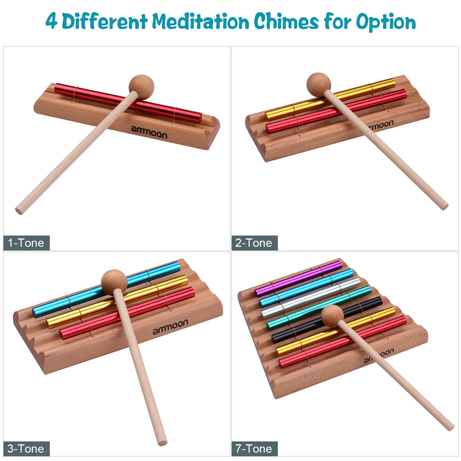 Ammoon 7-Tone Tabletop Chimes Meditation Chime Colorful Wind Bell