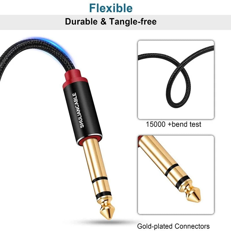 Lungfish Guitar Instrument Cable, 6.35Mm Trs Stereo Audio Male To