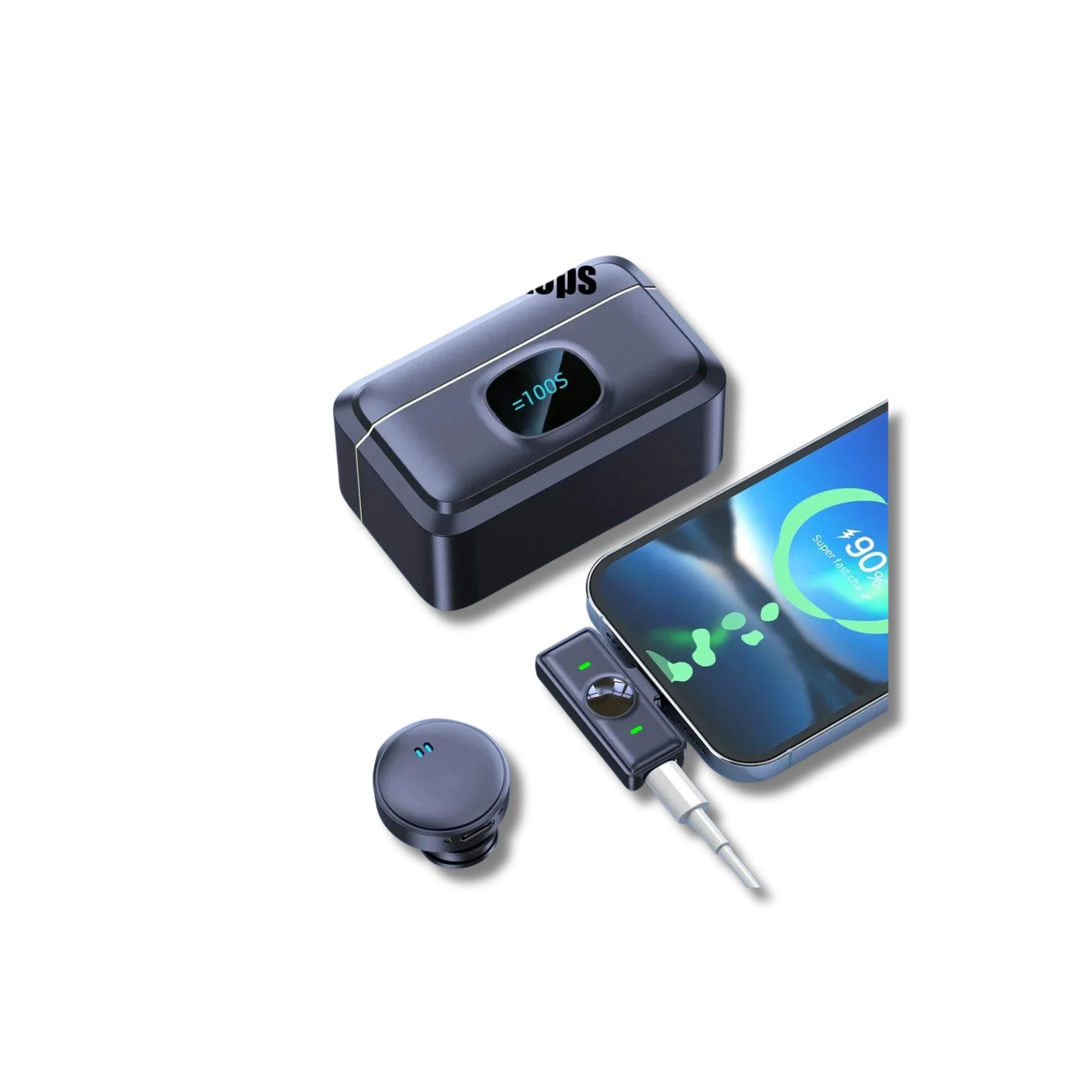 Lavalier Microphone 2.4GHz Wireless Magnetic Suction With Charging Case For Video Recording Plug and Play