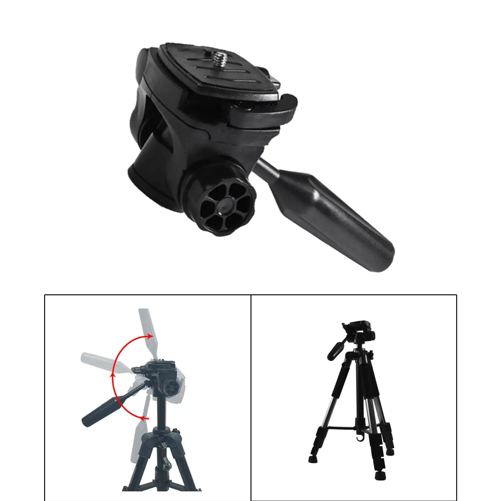 Camera Tripod Head Precision Adjustment 3/8" 1/4"Thread with Plate Panorama Professional Mount Adapter for Tripod DSLR Camcorder