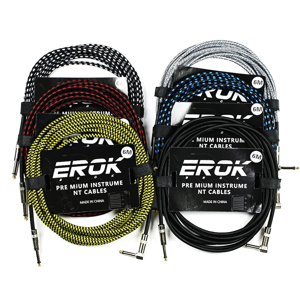 Erok 1.5/3/6/10M Guitar Audio Cables Anti-Noise Line 6.35Mm Male To