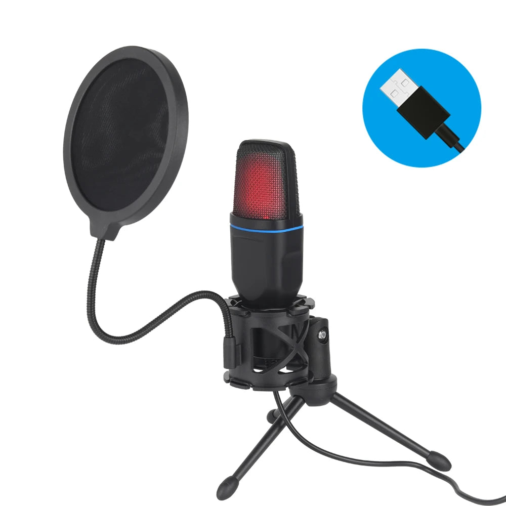 USB Microphone RGB Condenser Wire Gaming Mic