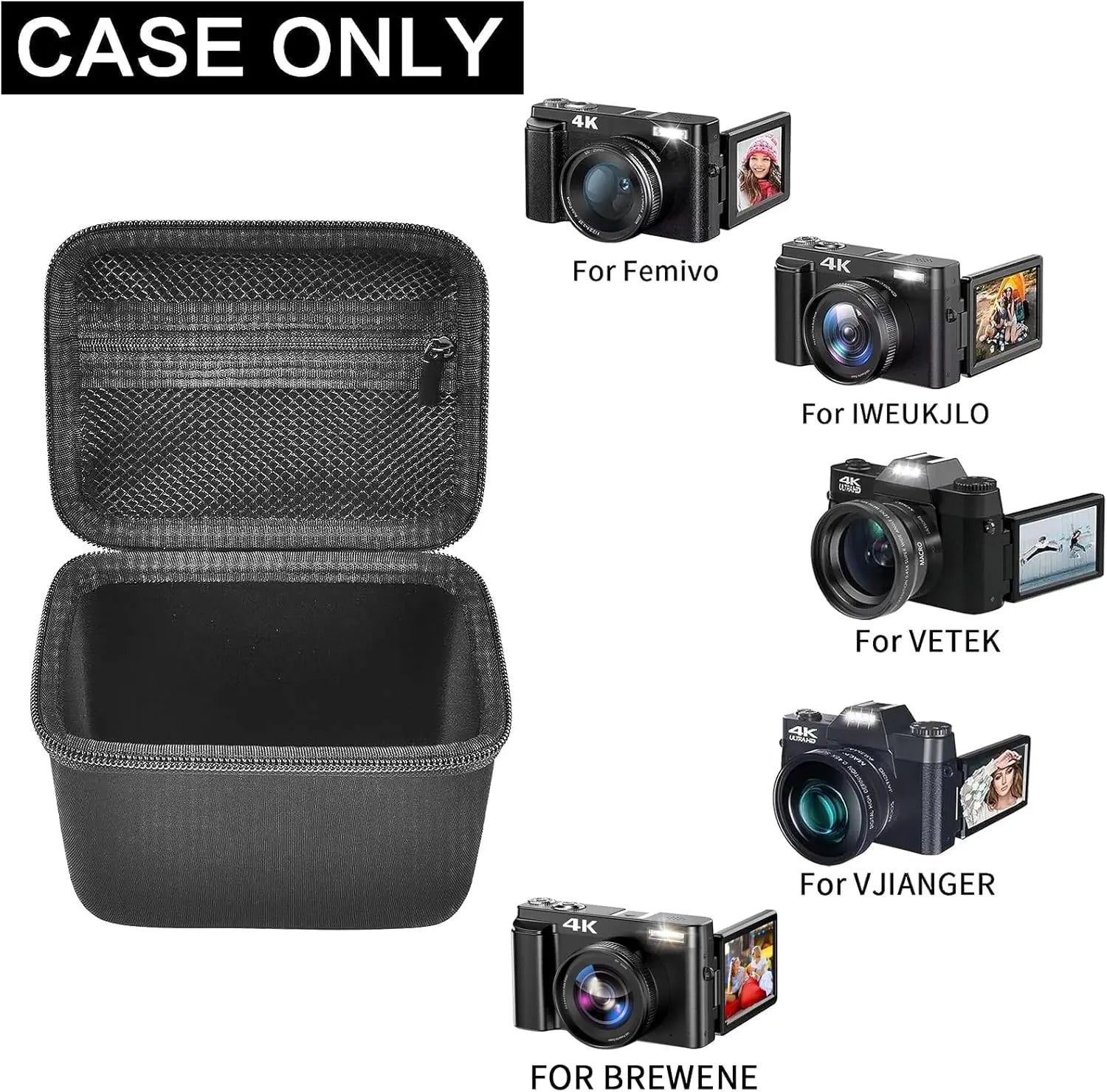 Vlogging Camera Case Compatible with for Duluvulu/for VJIANGER/for JGIPL/for TEBNGIHNM 4K Digital Cameras for Youtube (Box Only)