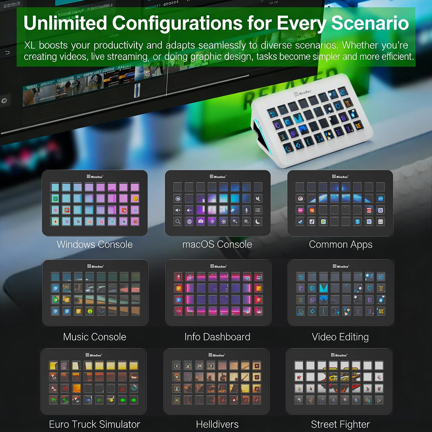 Mirabox XL Stream Deck Visual Console Macro Keyboard 32Lcd Keys Streamdeck macropad Keypad Stream Desk Deck Dock Controller