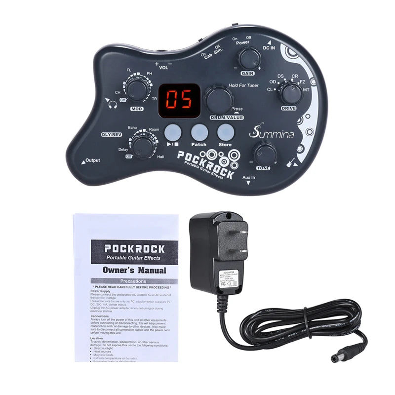 Summina Pockrock Guitar Multi-Effects Processor Effect Pedal 15 Types
