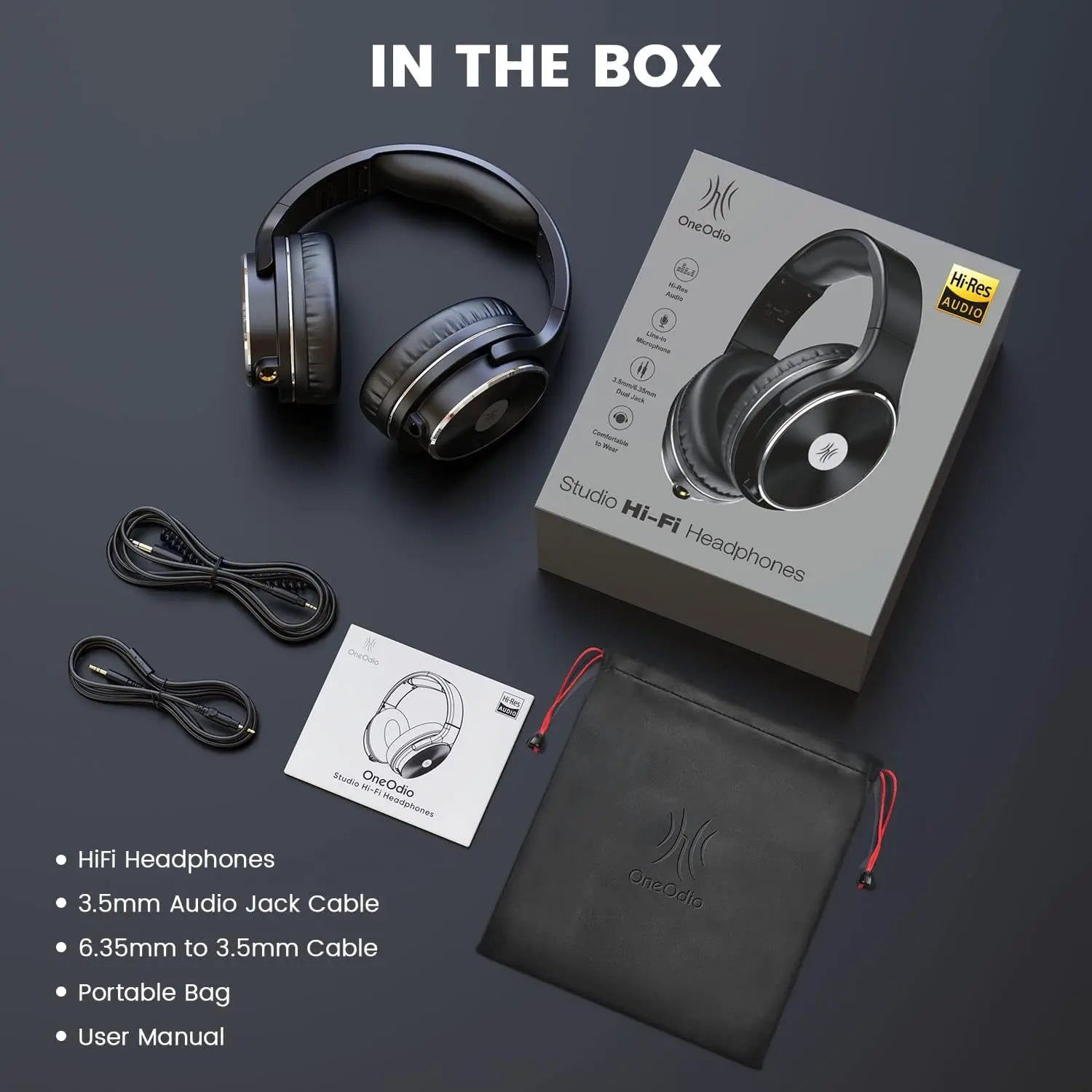 Oneodio Studio Hifi 3.5/6.35Mm Wired Headphones Monitor Over Ear