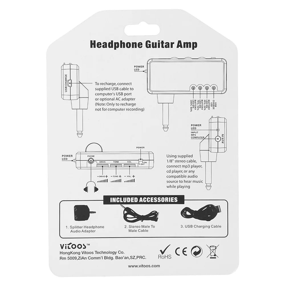 Guitar Amplifier Electric Mini Headphone Amp Light-Weight Design