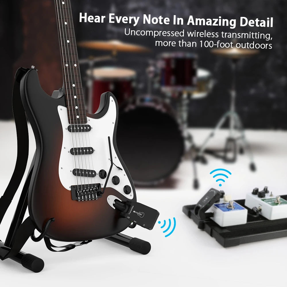 Ammoon 2.4G Wireless Guitar Transmitter Receiver System Rechargeable