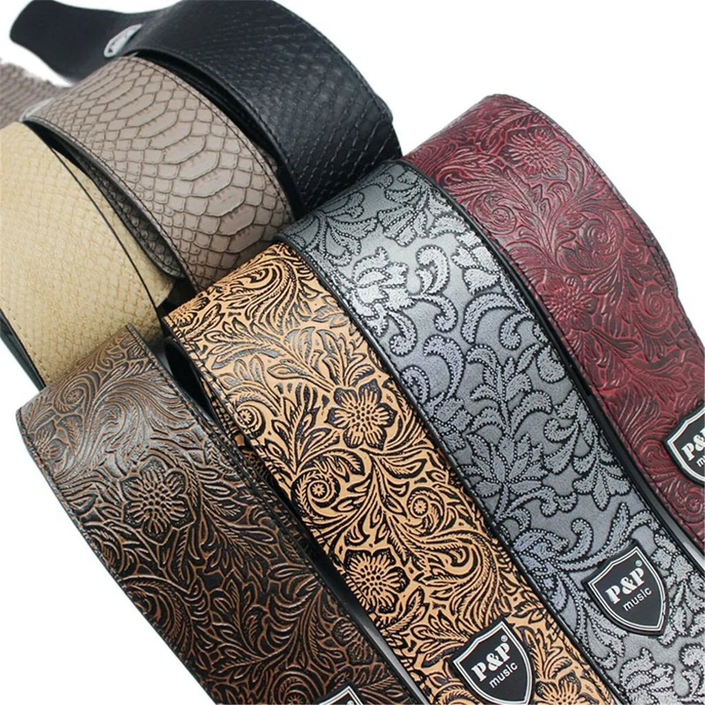 Guitar Strap Vintage 2.5 Inch Adjustable Soft Embroidered Belt