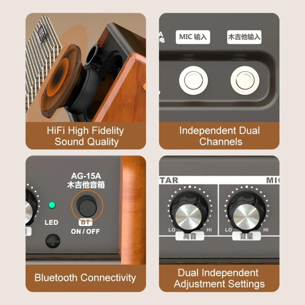 Acoustic Guitar Amplifier,Bluetooth Speaker Rechargeable Amp