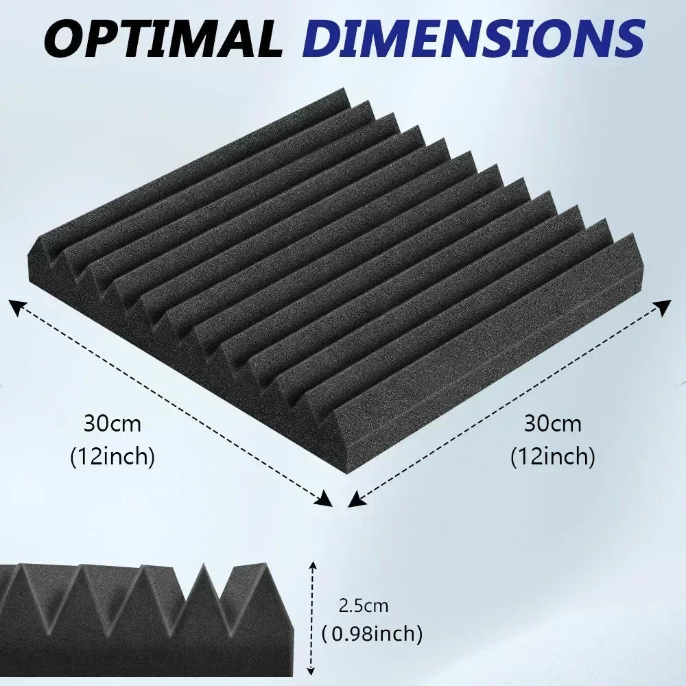 50Pcs 30X30X2.5Cm Studio Acoustic Foam Soundproofing Panel Wedge