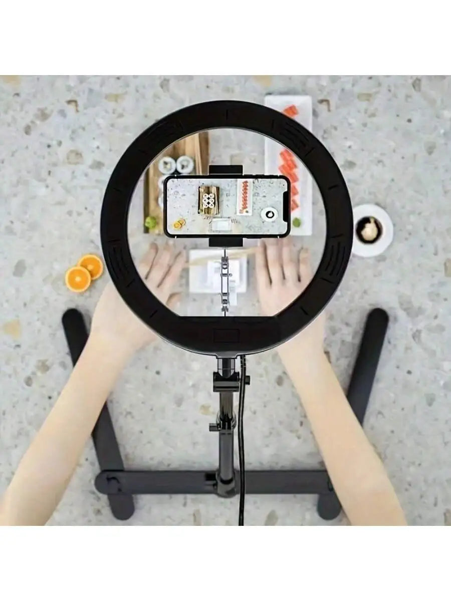 10-inch ring fill light + overhead rack mount