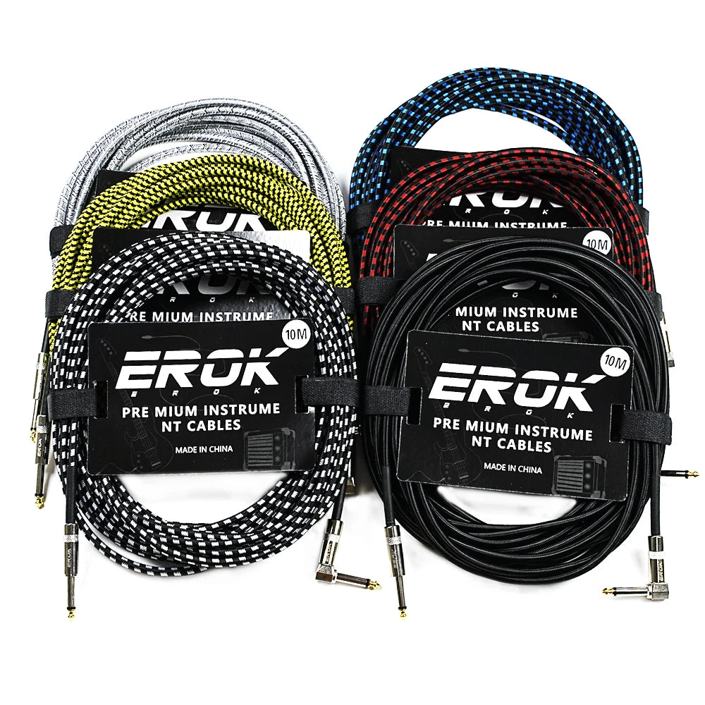Erok 1.5/3/6/10M Guitar Audio Cables Anti-Noise Line 6.35Mm Male To
