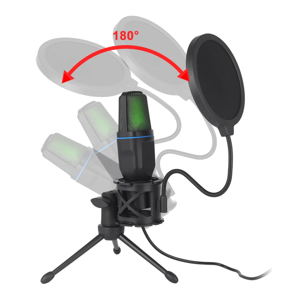USB Microphone RGB Condenser Wire Gaming Mic