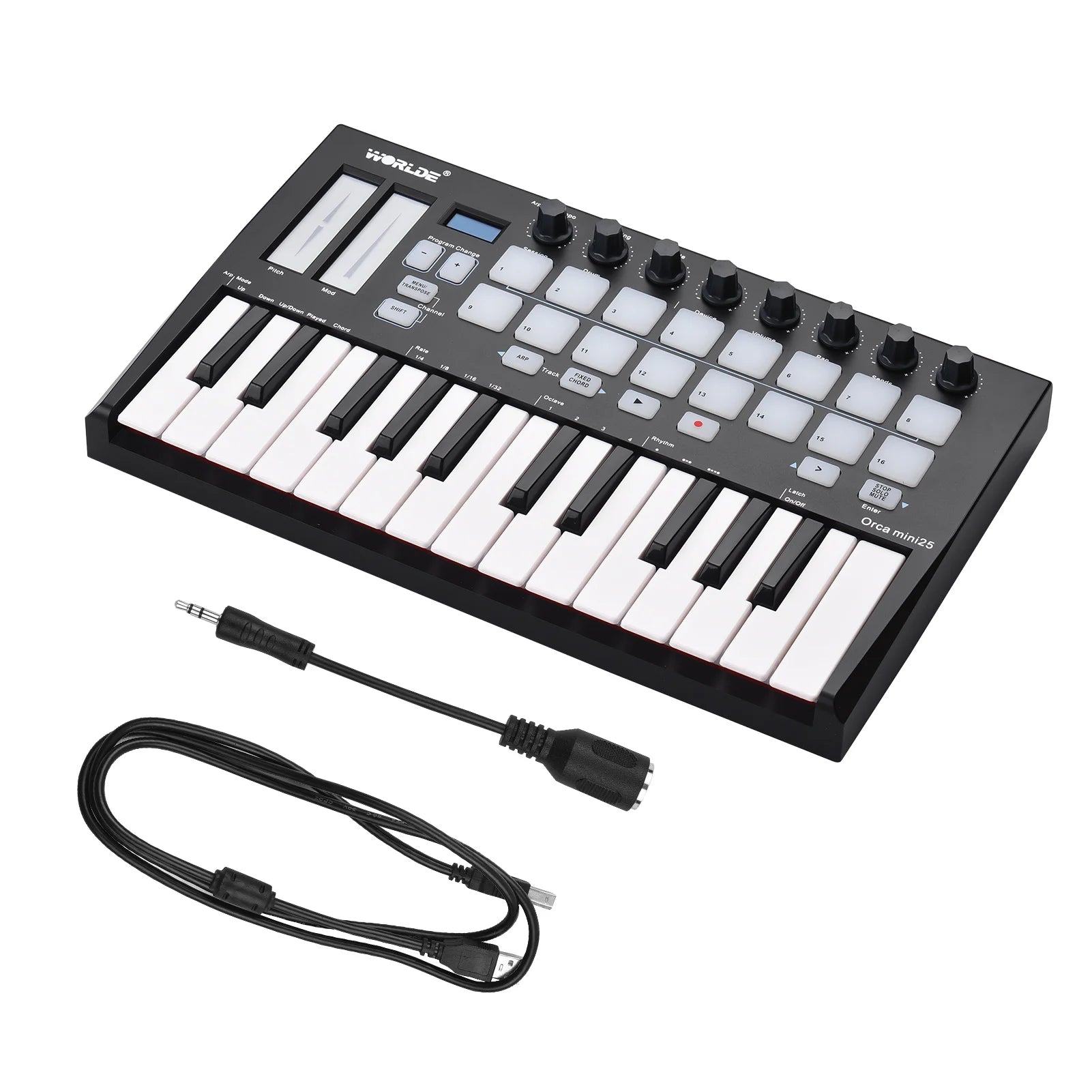 Worlde Panda Mini 25-Key Usb Midi Keyboard Controller Piano & 8 Rgb