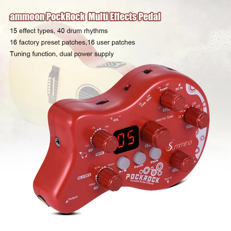 Summina Pockrock Guitar Multi-Effects Processor Effect Pedal 15 Types