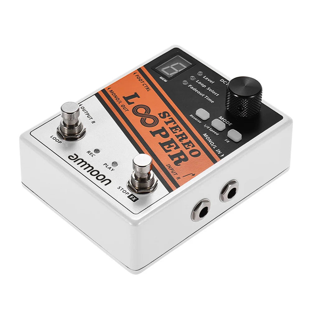 Ammoon Stereo Looper Loop Record Guitar Effect Pedal 10 Independent