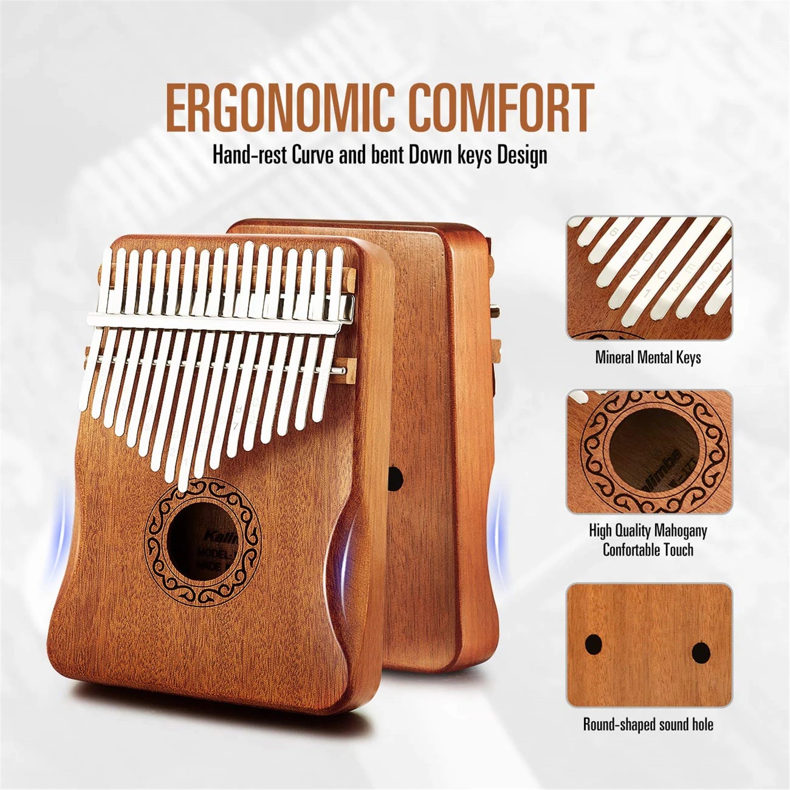 Kalimba Thumb Piano 17 21 Keys Mahogany Wood Finger Combinations Gifts