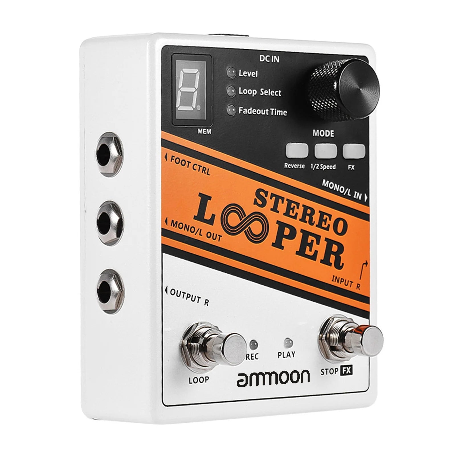 Ammoon Stereo Looper Loop Record Guitar Effect Pedal 10 Independent