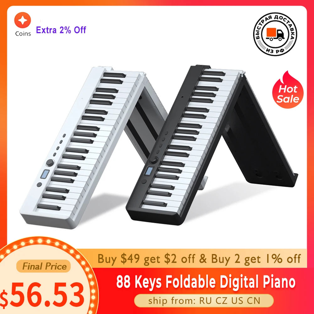 88 Keys Foldable Piano Digital Multifunctional Electronic Keyboard