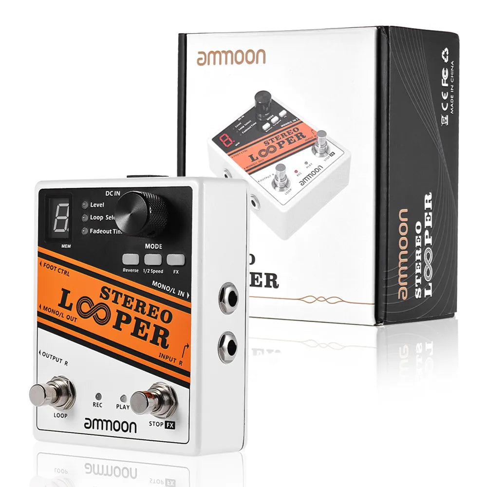Ammoon Stereo Looper Loop Record Guitar Effect Pedal 10 Independent