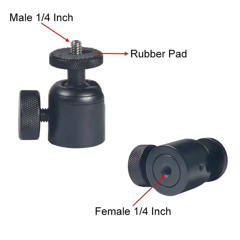 Metal Tripod Ballheads Mount Adapter Camera Photo 1/4 Mini Tripe Rotating Swivel Head For Phone Flash Holder Stand Accessories