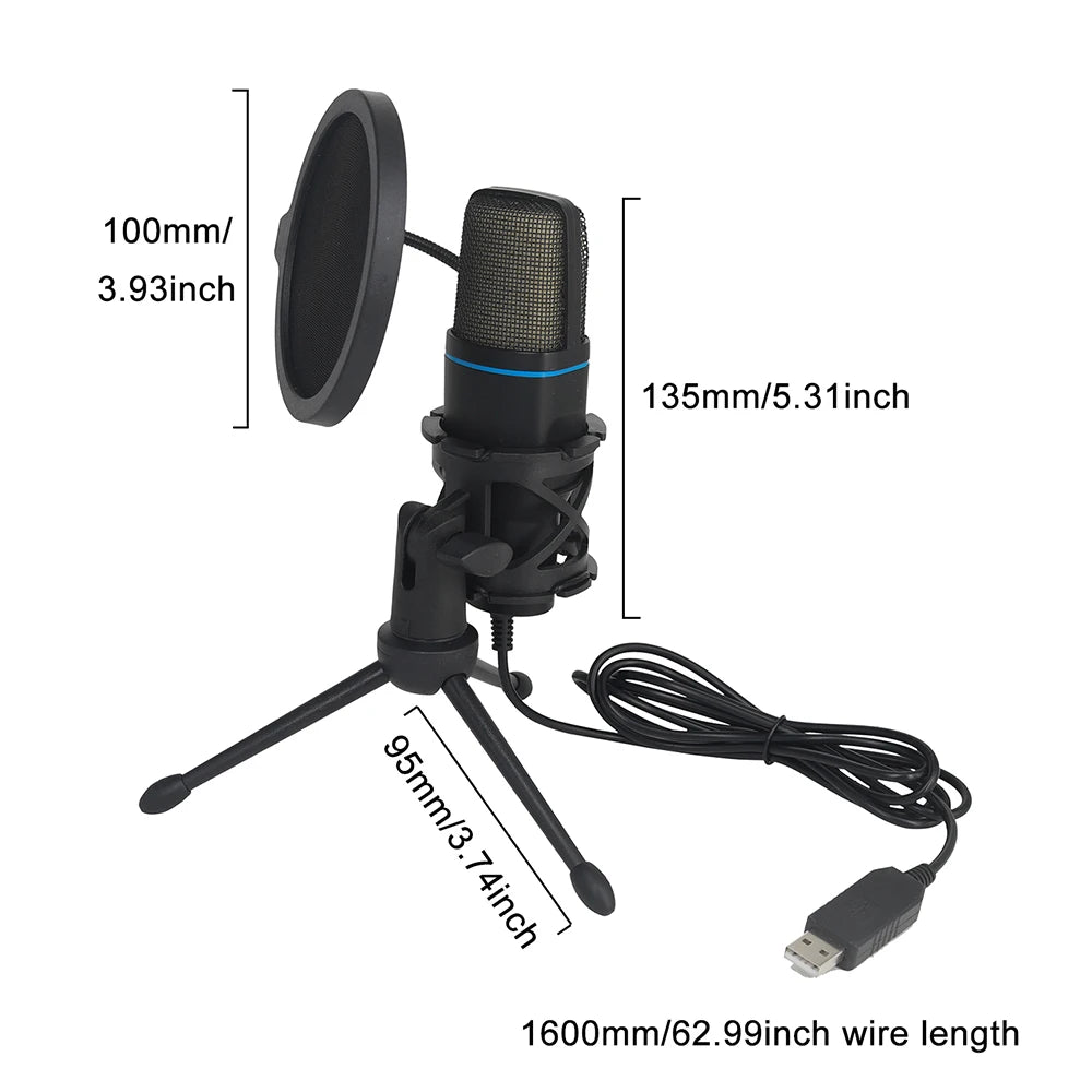 USB Microphone RGB Condenser Wire Gaming Mic