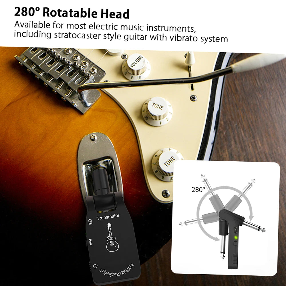 Ammoon 2.4G Wireless Guitar Transmitter Receiver System Rechargeable