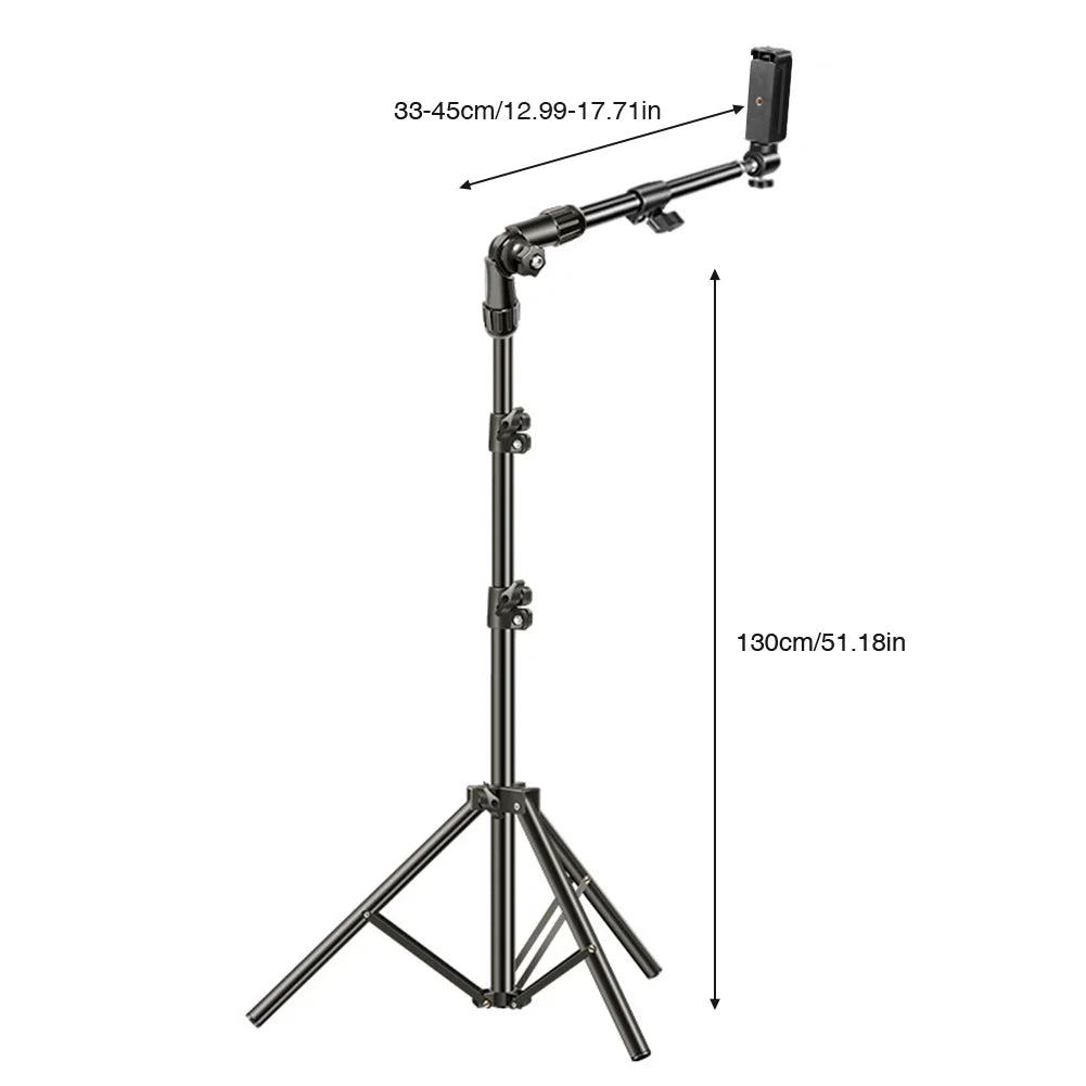 Phone Tripod Adjustable Horizontal Overhead Cell Stand