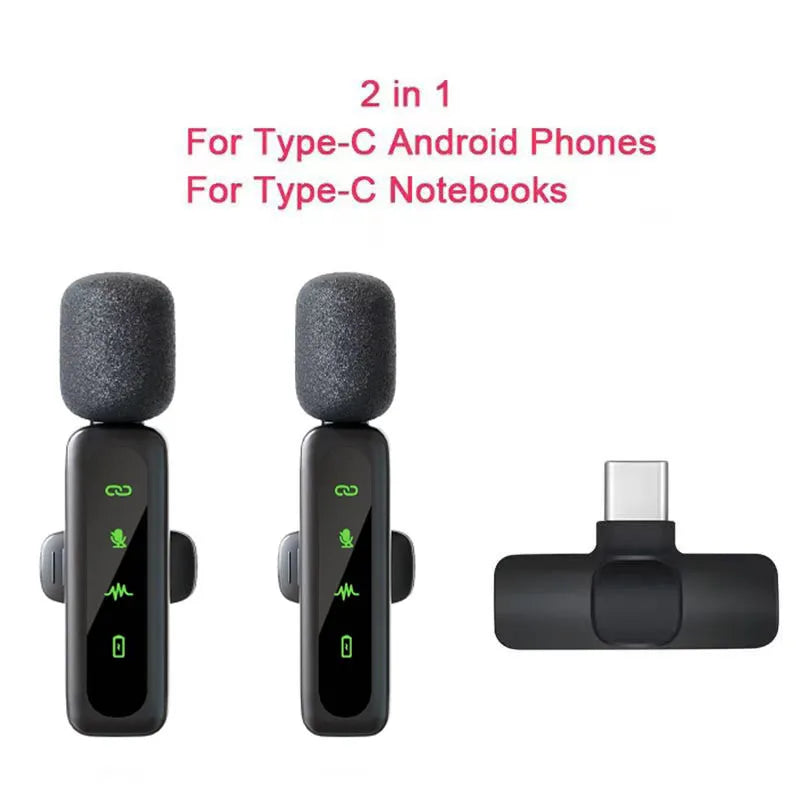 Lavalier Wireless Microphone 80mAh Rechargeable Battery Clip-On Podcast Mic for Streaming Vlogging Voice Recording Plug & Play