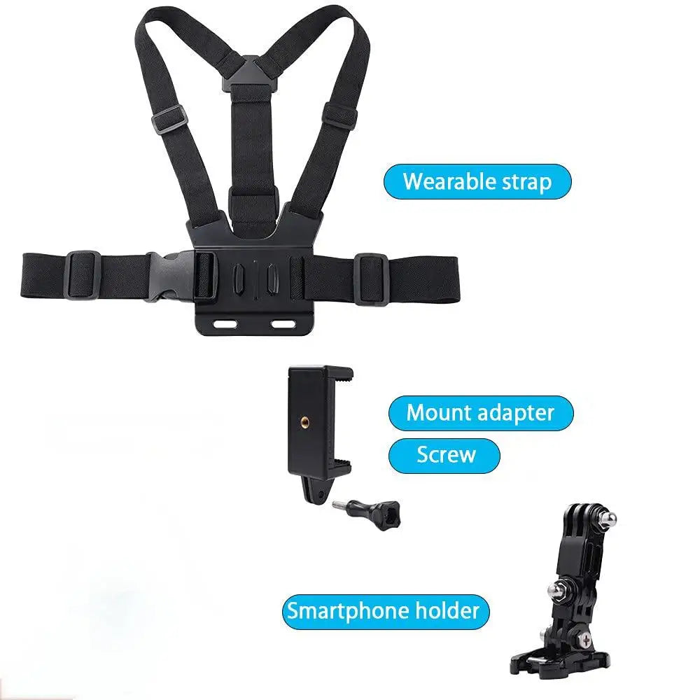 Mobile Phone Chest Mount Strap Holder Anti-Slide Strap Mount for Phone 360 Degree Rotary for Video Recording Camera Harness