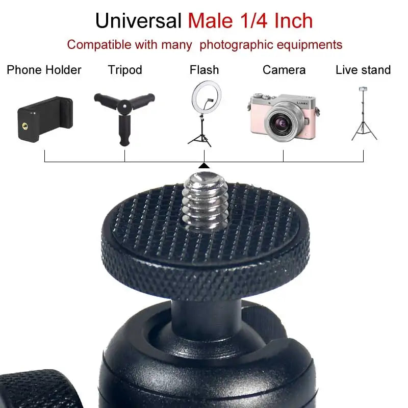Metal Tripod Ballheads Mount Adapter Camera Photo 1/4 Mini Tripe Rotating Swivel Head For Phone Flash Holder Stand Accessories