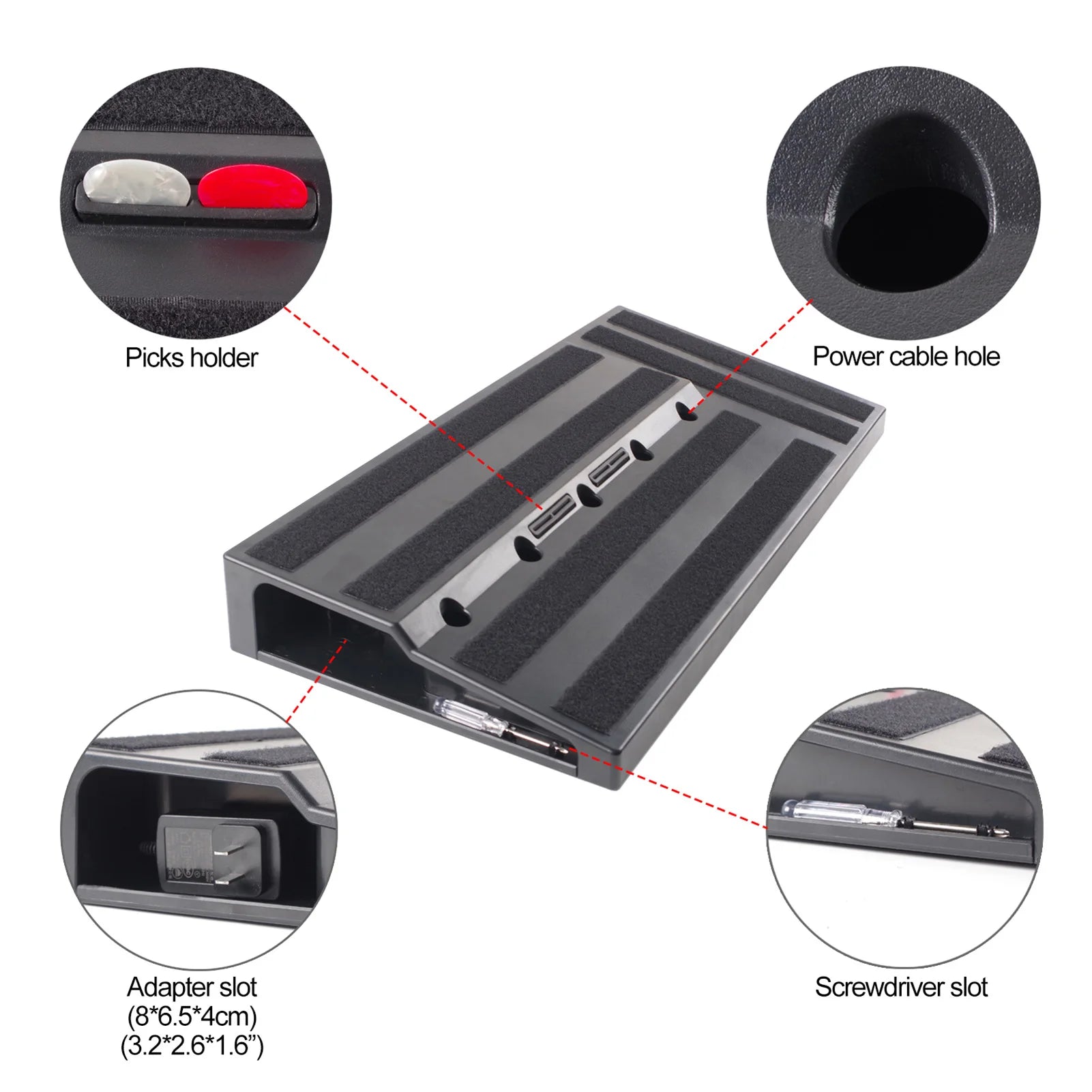 Rockhouse Guitar Pedal Board Dual-Sided Step Design