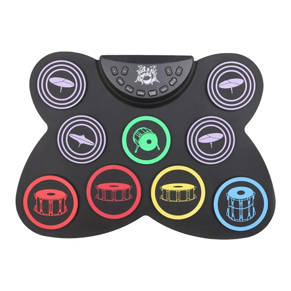Digital Electronic Drum Compact Size Usb Foldable Silicon Drums Set 9