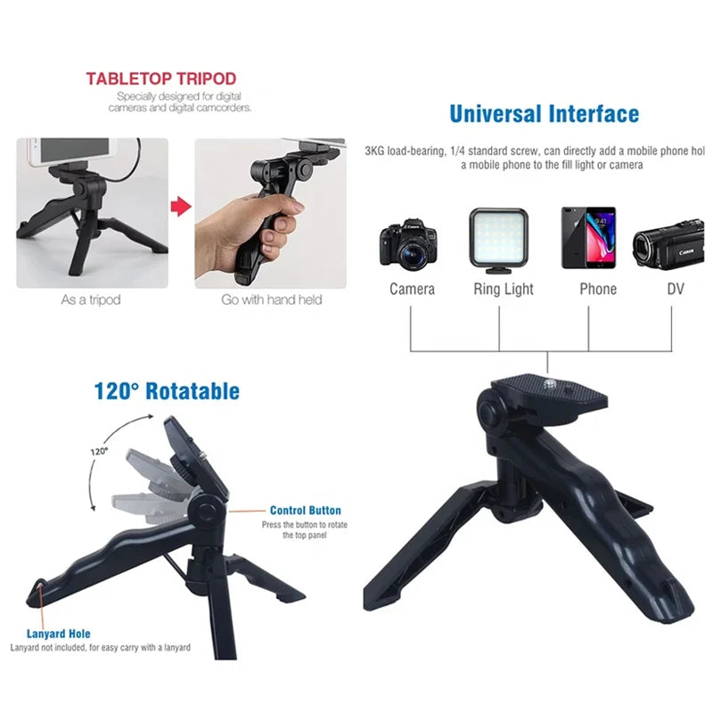 STTKGZD Smartphone Vlogging Kit With Tripod Phone Holder Mini Microphone Fill Light Starter Handle Portable Stabilizer Bracket