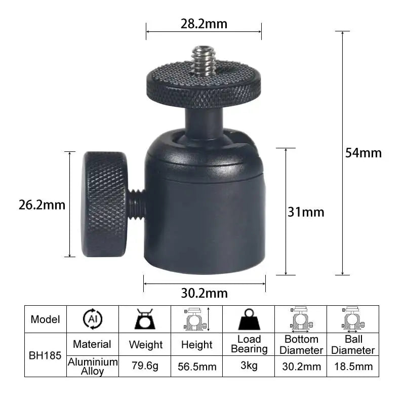 Metal Tripod Ballheads Mount Adapter Camera Photo 1/4 Mini Tripe Rotating Swivel Head For Phone Flash Holder Stand Accessories