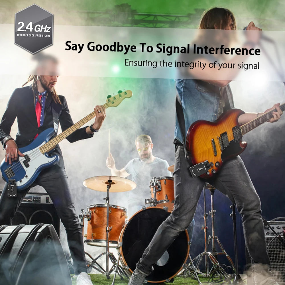 Ammoon 2.4G Wireless Guitar Transmitter Receiver System Rechargeable