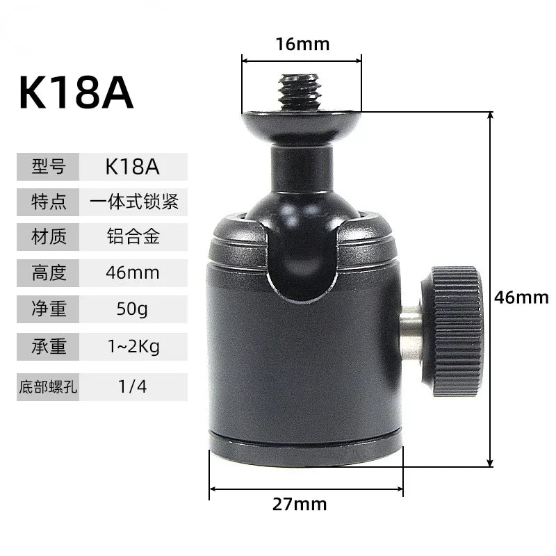 Monitor With 1/4 Thread Mount Ball Head Panorama Tripod Mini Aluminum Alloy 360 Degrees Swivel Stand Photography Accessories