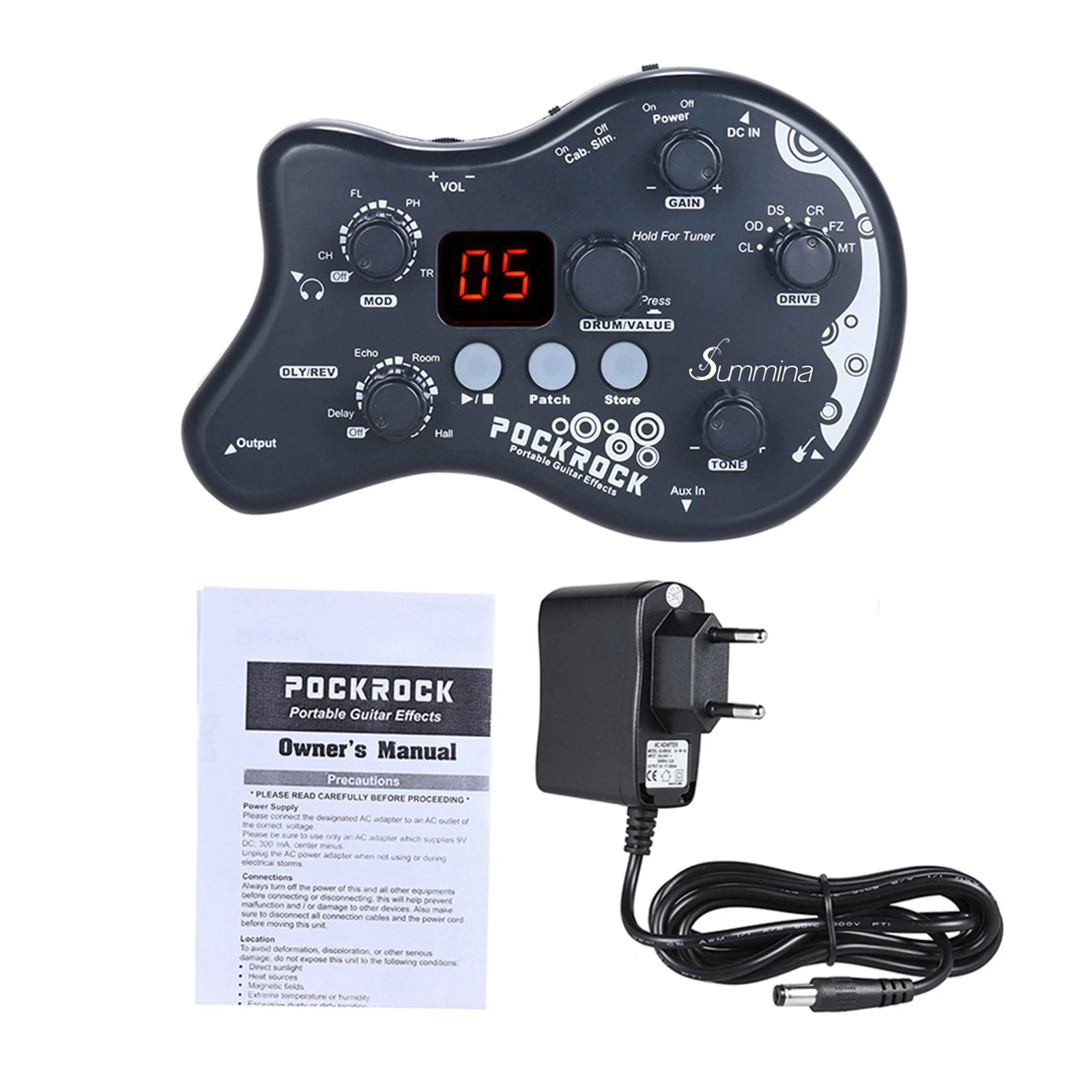 Summina Pockrock Guitar Multi-Effects Processor Effect Pedal 15 Types