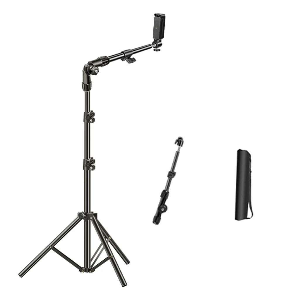 Phone Tripod Adjustable Horizontal Overhead Tripod Cell Phone Tripod Stand for Recording/Watching/Vlog