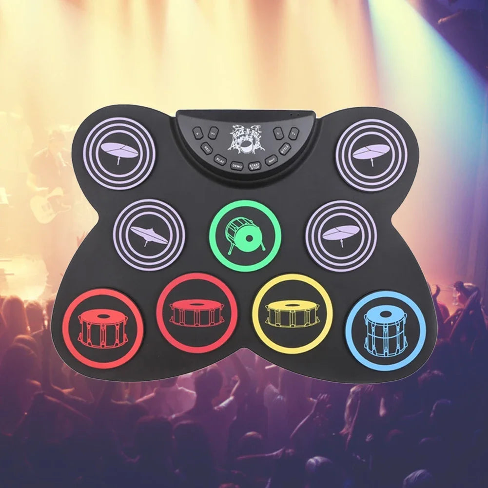 Digital Electronic Drum Compact Size Usb Foldable Silicon Drums Set 9