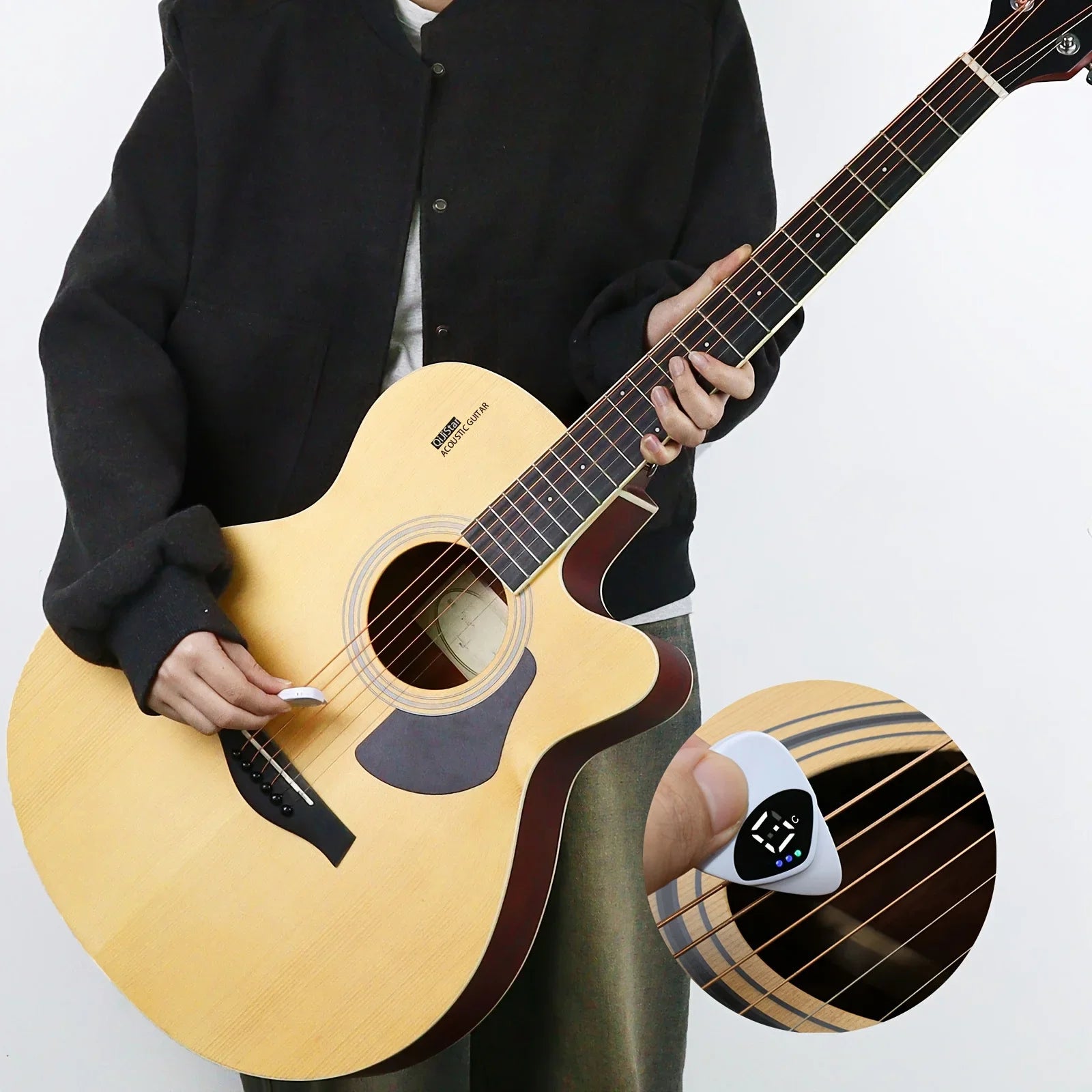 2-In-1 Guitar Pick & Tuner , Multi-Purpose Pitch Calibrator