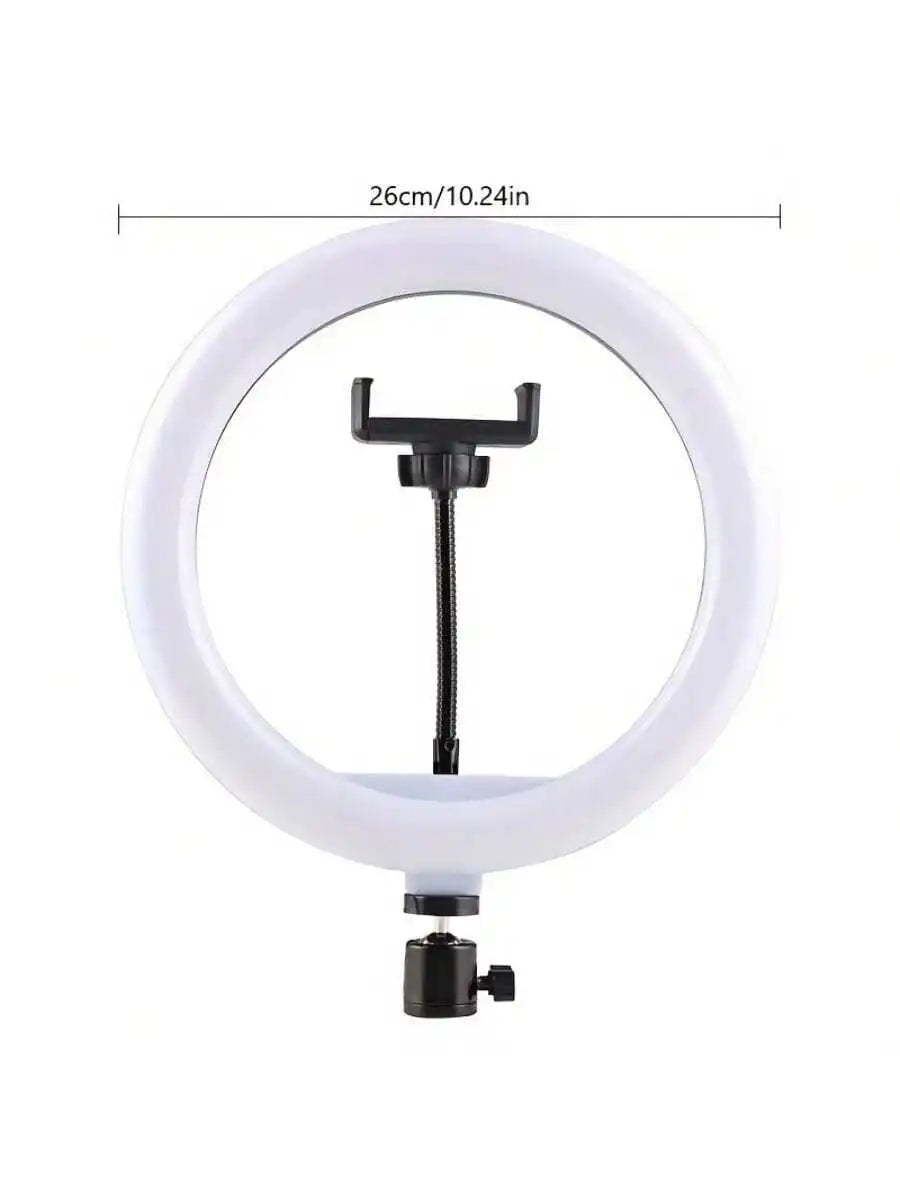 10-inch ring fill light + overhead rack mount, dimmable LED ring light