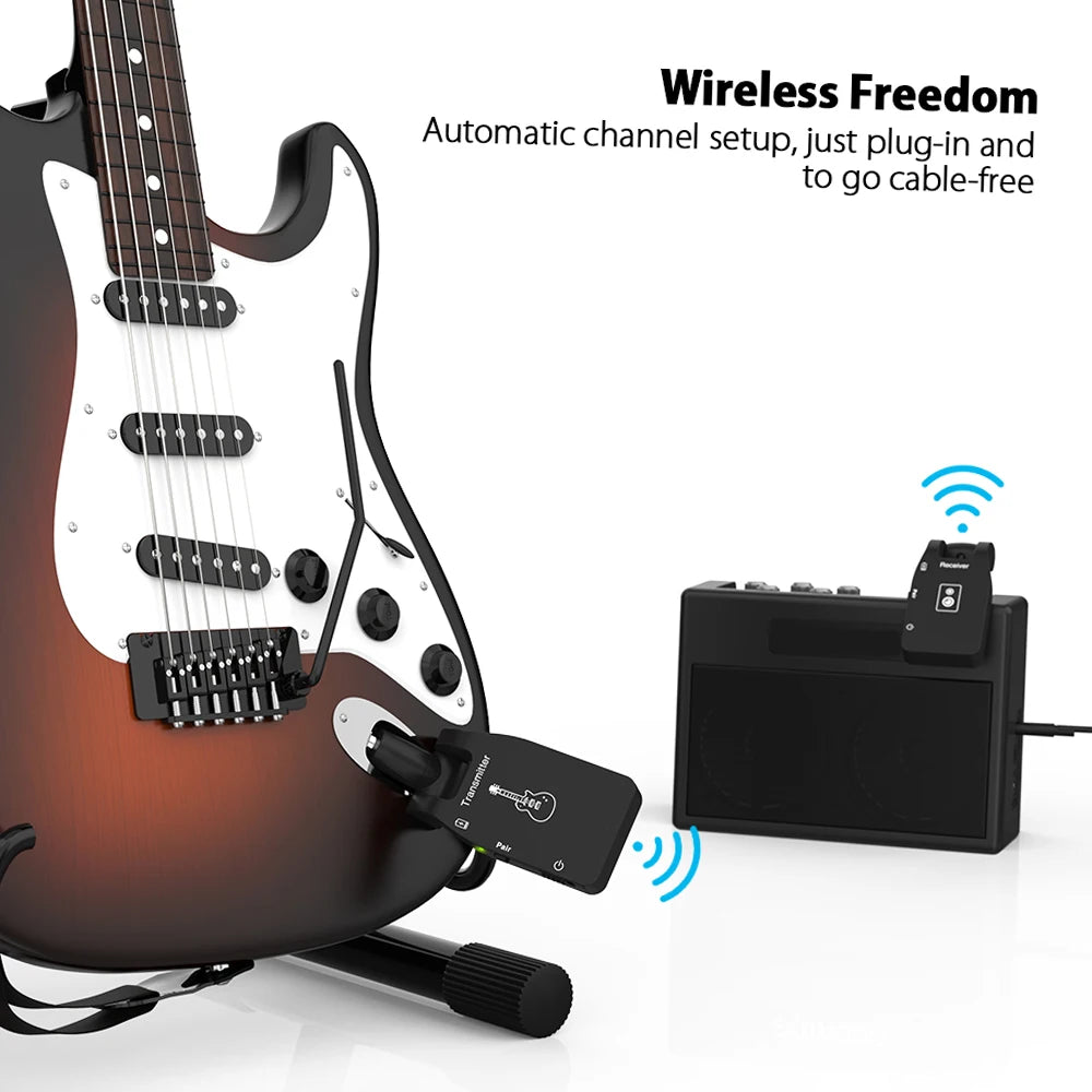 Ammoon 2.4G Wireless Guitar Transmitter Receiver System Rechargeable