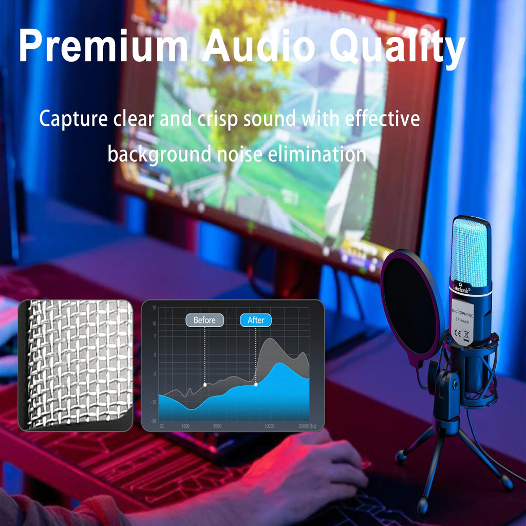 USB Microphone RGB Condenser Wire Gaming Mic
