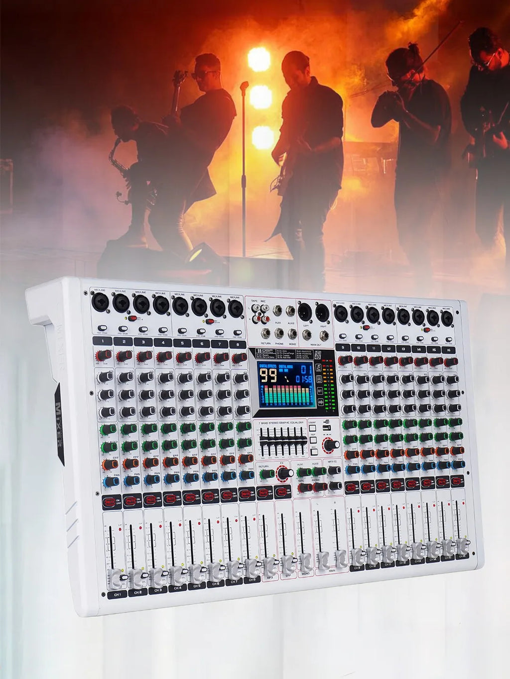 16 Channel Digital Console 99 Dsp Sound Mixer Powered Audio Mixing