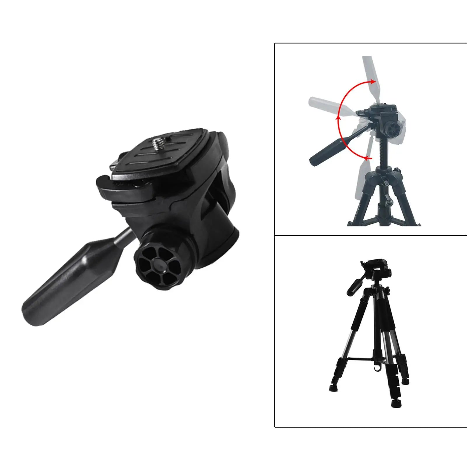 Camera Tripod Head Precision Adjustment 3/8" 1/4"Thread with Plate Panorama Professional Mount Adapter for Tripod DSLR Camcorder