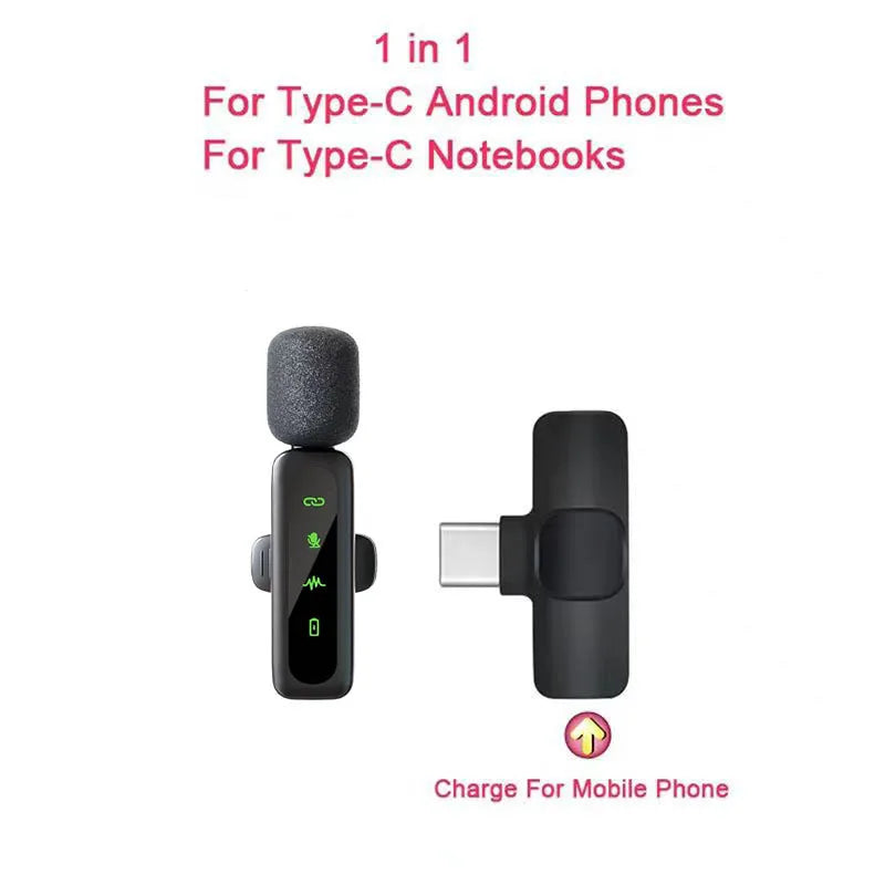 Lavalier Wireless Microphone 80mAh Rechargeable Battery Clip-On Podcast Mic for Streaming Vlogging Voice Recording Plug & Play