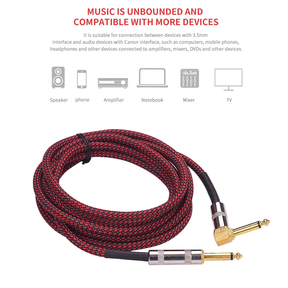 3 Meters/ 10 Feet Musical Instrument Audio Guitar Cable Cord 1/4 Inch